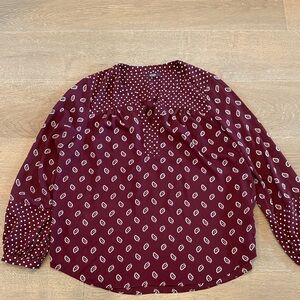NYDJ Burgundy Geometric Blouse